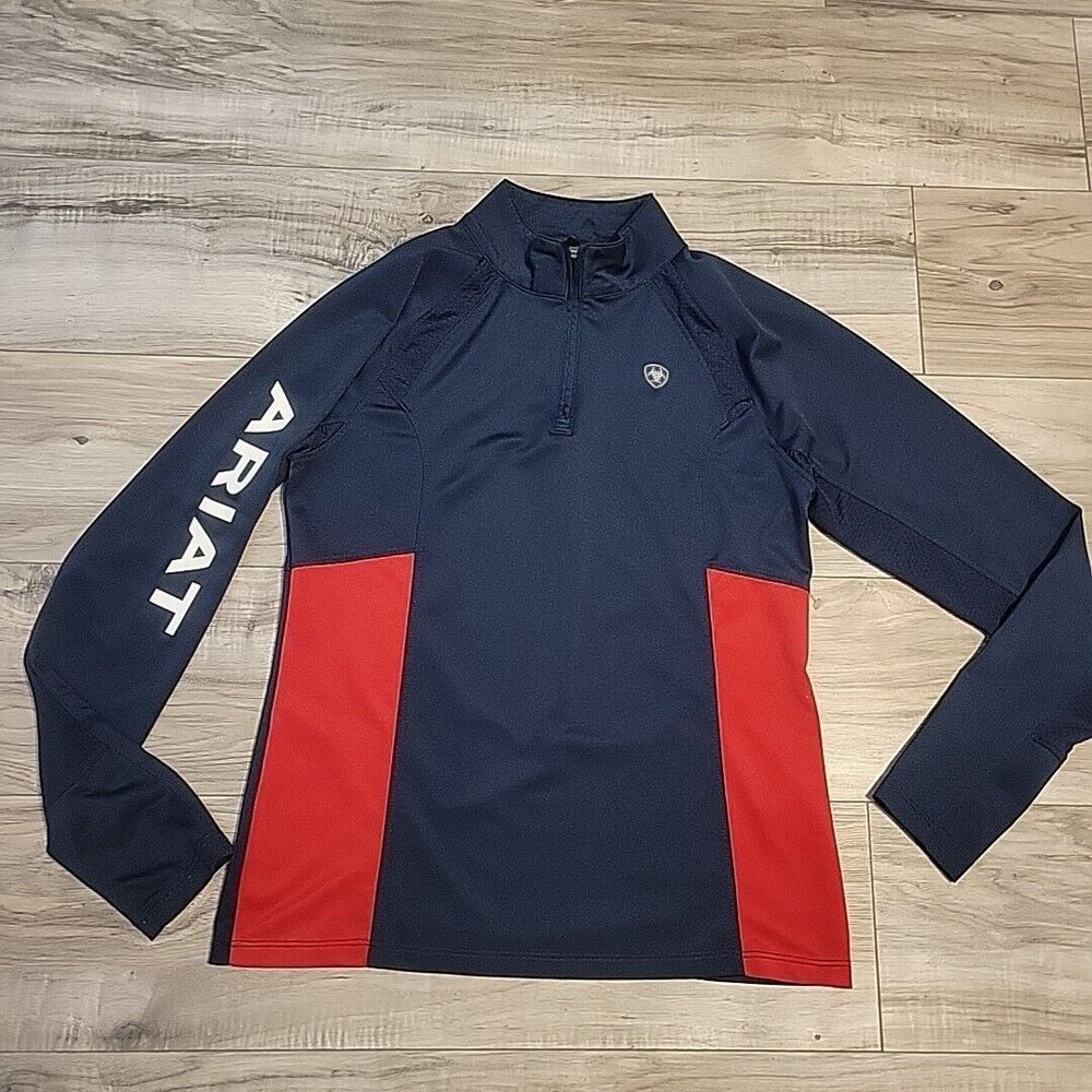 Ariat Tek Heat Series Sunstopper 1/4 Zip Long Sleeve Riding Top Womens Large